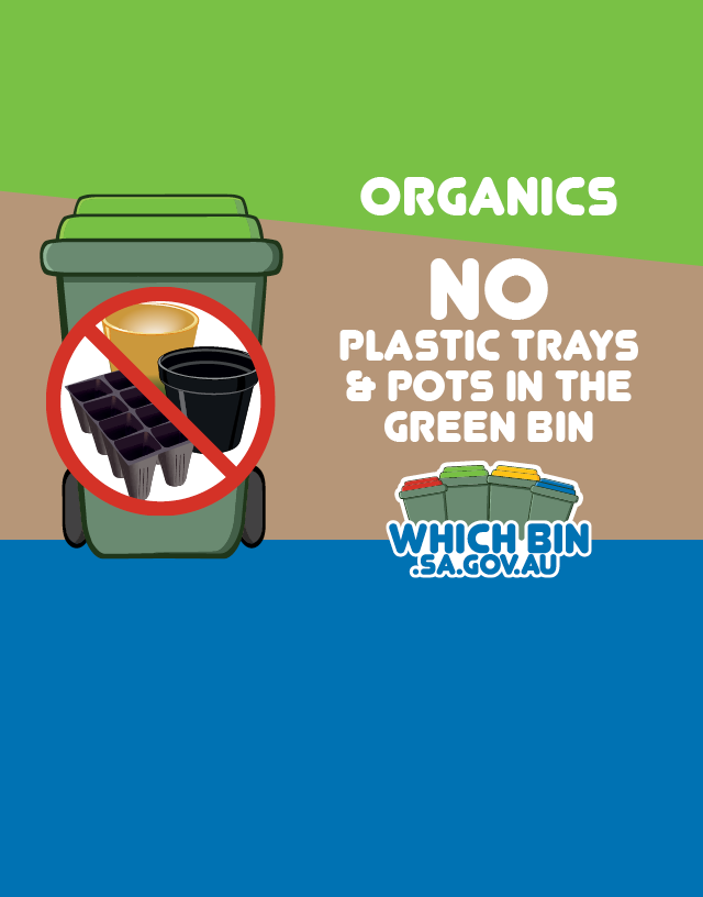 Plastic trays and pots do not compost.